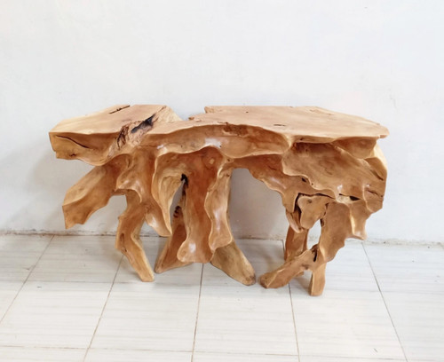 Teak root wood console - 52”,